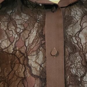 New RW&CO  Stunning Lace Button-Down Blouse